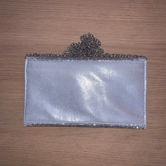 Embellished Envelope Clutch with Chain | Silver - Picture 5 of 6